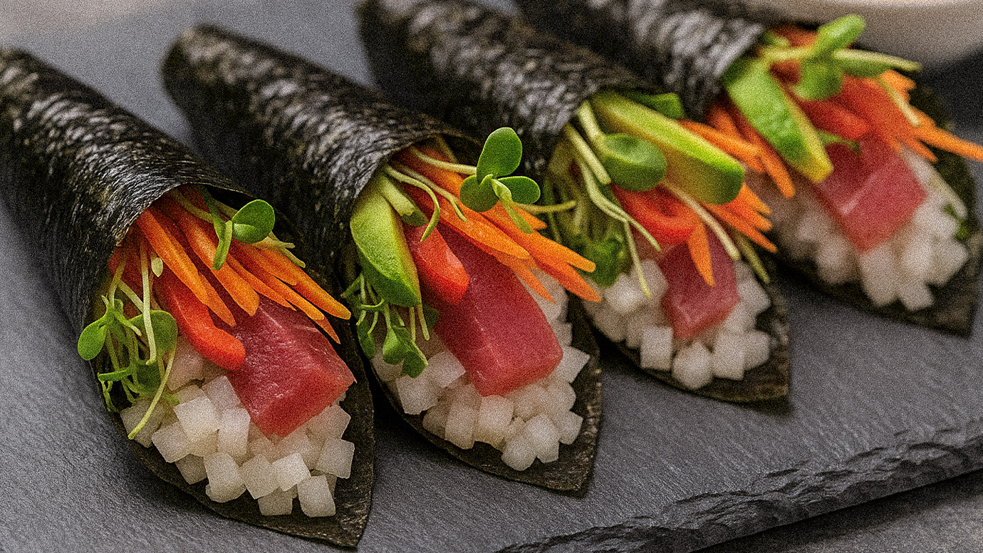 Low-carb sushi hand rolls.