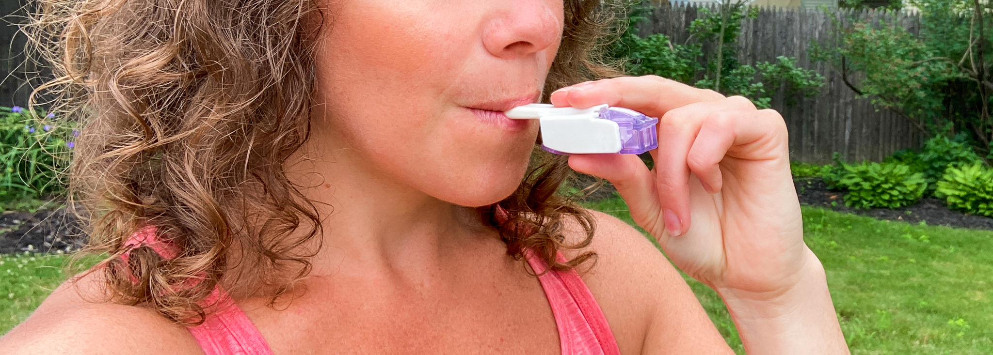 woman inhaling insulin