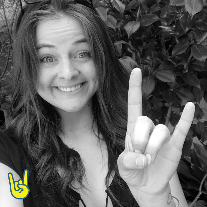A woman posing with the #BuckOffDiabetes pose.