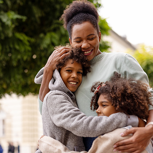 Family hugging