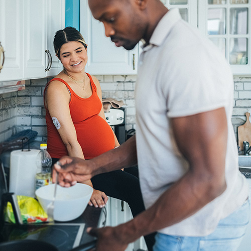 Couple cooking together