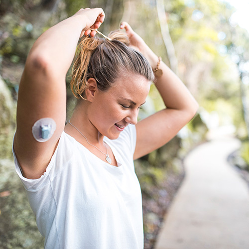Woman wearing device