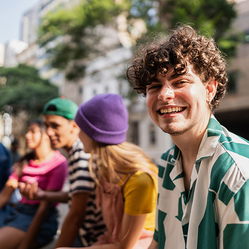 Young people laughing together