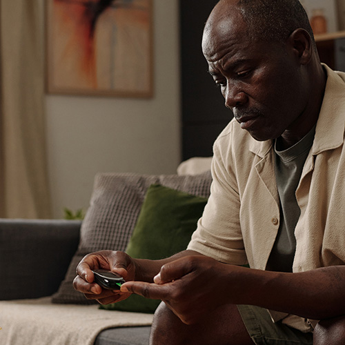 Older man using device