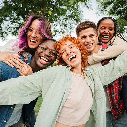 Young people laughing together