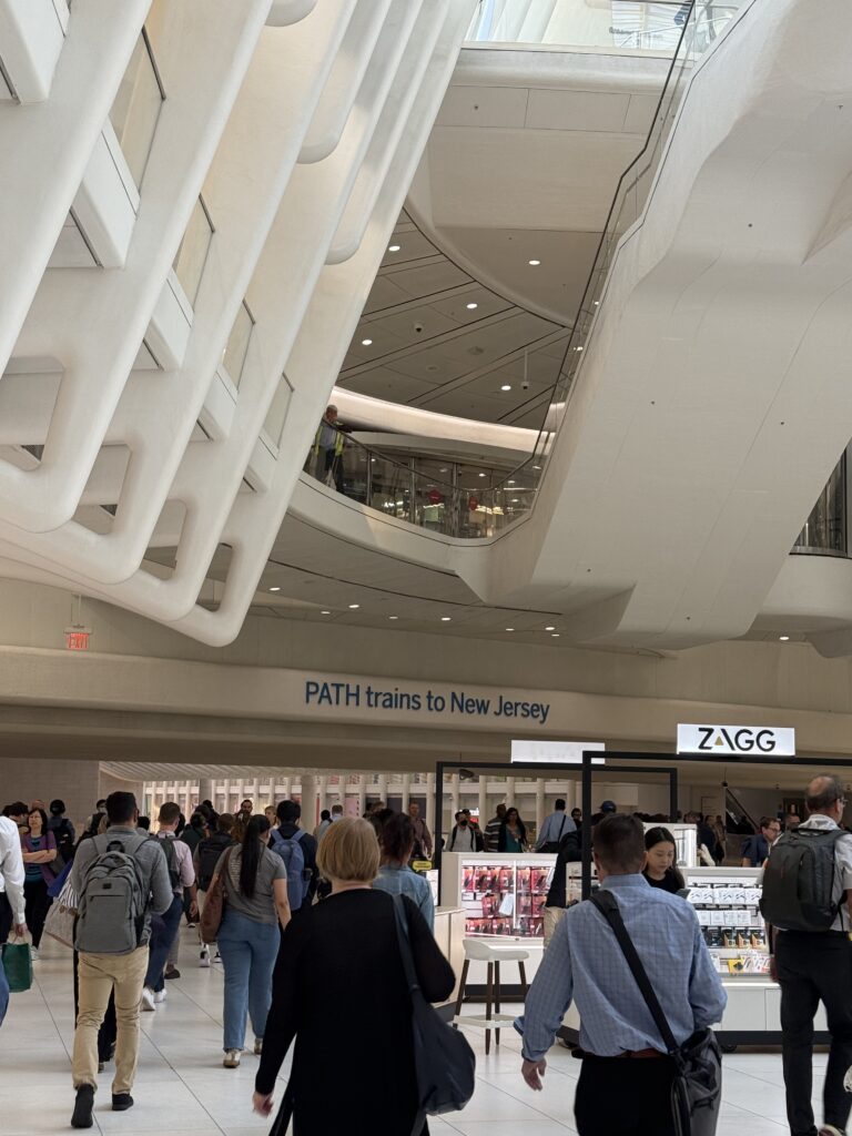 People walking through the Oculus.